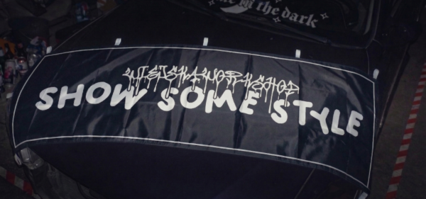 flaga nobori show some style banner jdm drift dekoracja garażu graffiti